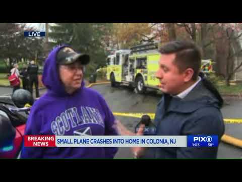 Small plane crashes into home, sparking fire in Colonia, New Jersey