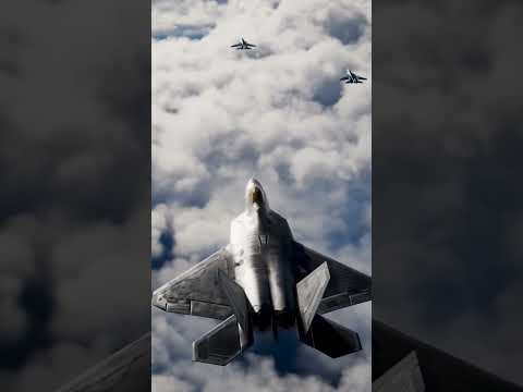 F-22 creeps up on a pair of Russian Su-33 jets. #f22 #sukhoi #usa #russia #shorts #edit #reels #fyp